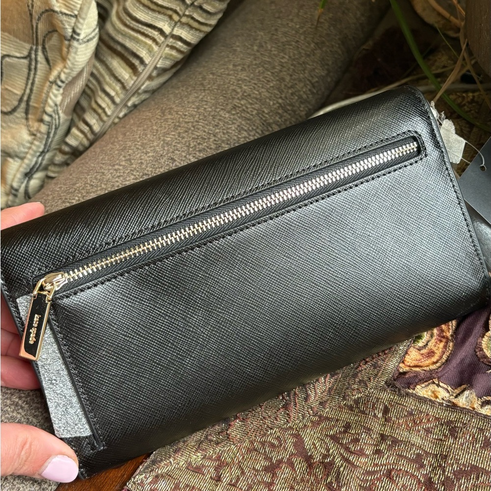 Authentic KATE SPADE Saffiano leather trifold travel large snap wallet - Picture 3 of 11